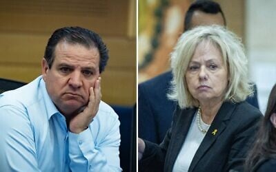Hadash-Ta'al MK Ayman Odeh, left, and Attorney General Gali Baharav-Miara seen in a composite image. (Flash90)