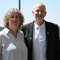 Aviva and Keith Siegel, after Keith's release home from Hamas captivity on February 1, 2025 (Courtesy)