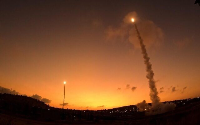 This image released by the Defense Ministry on July 17, 2025, shows an Arrow air defense system launching a missile during the Israel-Iran war in June. (Defense Ministry)