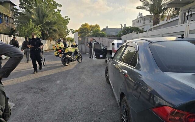 Paramedics arrive to the scene of a fatal shooting in Lod on July 23, 2025. (Magen David Adom)