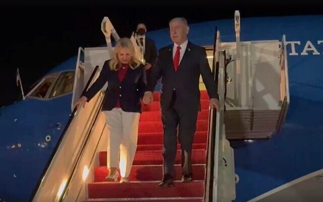 Prime Minister Benjamin Netanyahu and his wife Sara disembark at Joint Base Andrews outside of Washington, DC on July 7, 2025 (Screen grab) Prime Minister Benjamin Netanyahu and his wife Sara disembark at Joint Base Andrews outside of Washington, DC on July 7, 2025 (Screen grab)