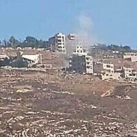 Smoke billows from the reported site of an Israeli airstrike on the southern Lebanese village of Wata al-Khiam, July 12, 2025. (Used in accordance with Clause 27a of the Copyright Law)