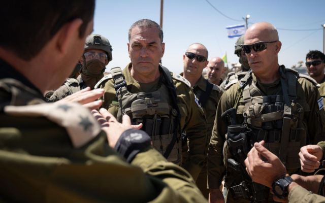IDF Chief of Staff Lt. Gen. Eyal Zamir (center) tours Syria alongside senior commanders from the IDF's Northern Command, July 1, 2025. (Israel Defense Forces) IDF Chief of Staff Lt. Gen. Eyal Zamir (center) tours Syria alongside senior commanders from the IDF's Northern Command, July 1, 2025. (Israel Defense Forces)