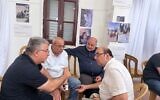 Leaders of Arab parties meeting at a press conference in Jaffa including former Hadash MK Yousef Jabareen (left), Hadash-Ta'al MK Ahmad Tibi (2nd from left), Ra'am MK Mansour Abbas (2nd from right) and Balad leader Sami Abu Shehadeh (right), July 27, 2025. (Screen capture: Yanal Jabarin via X)