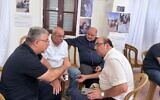 L-R: Arab party leaders Yousef Jabareen of Hadash, MK Ahmad Tibi of Ta'al, MK Mansour Abbas of Ra'am and Sami Abu Shehadeh of Balad meet ahead of a press conference in Jaffa on July 27, 2025. (Screenshot: Yanal Jabarin via X)