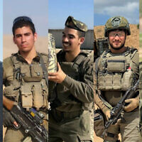Soldiers killed in northern Gaza's Beit Hanoun on July 7, 2025: (L-R) Staff Sgt. Meir Shimon Amar, Sgt. Moshe Nissim Frech, Staff Sgt. Noam Aharon Musgadian, Sgt. First Class (res.) Benyamin Asulin, Staff Sgt. Moshe Shmuel Noll. (Courtesy)