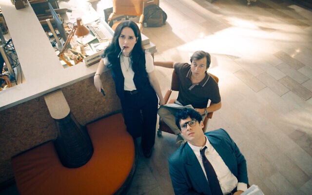 From left to right: Rachel Brosnahan, Skyler Gisondo, and David Corenswet in a still from 'Superman.' (Courtesy Warner Bros. Discovery)