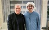 Opposition leader Yair Lapid, left, with UAE Foreign Minister Abdullah bin Zayed Al Nahyan in the Emirati capital, Abu Dhabi, July 3, 2025. (X/Yair Lapid)