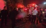 Paramedics arrive to the scene of a shooting which left one woman dead and another critically injured in Lod on July 12, 2025. (Magen David Adom)