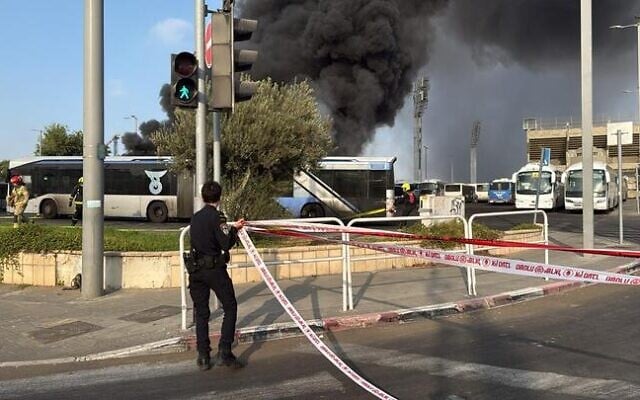 Responders work to extinguish a fire in Bat Yam, July 26, 2025. (Israel Police)