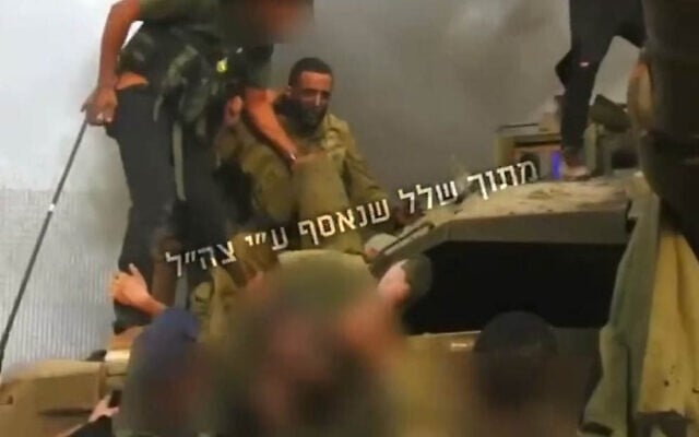 A screen capture from a video showing the capture of hostage Nimrod Cohen on October 7, 2023, approved for release on August 25, 2025. A screen capture from a video showing the capture of hostage Nimrod Cohen on October 7, 2023, approved for release on August 25, 2025.