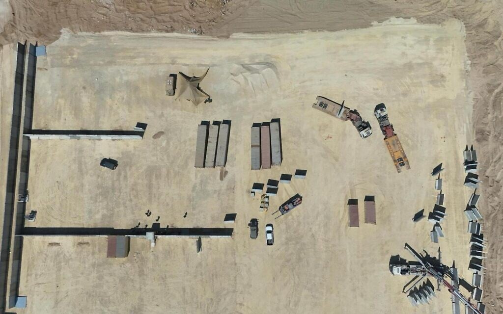 A handout photo the IDF says shows troops building a new aid distribution site in southern Gaza, August 28, 2025. (IDF)