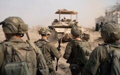 IDF troops operate in the Zeitoun neighborhood of Gaza City, in a handout photo issued on August 15, 2025. (Israel Defense Forces)