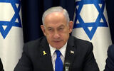 Prime Minister Benjamin Netanyahu leads a cabinet meeting at an undisclosed secure location on August 31, 2025 (Screenshot/GPO)