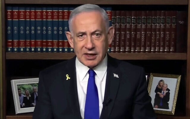 Prime Minister Benjamin Netanyahu speaks to Sky News Australia from his office in Jerusalem in an interview broadcast August 21, 2025. (Screenshot: YouTube/Sky News Australia)