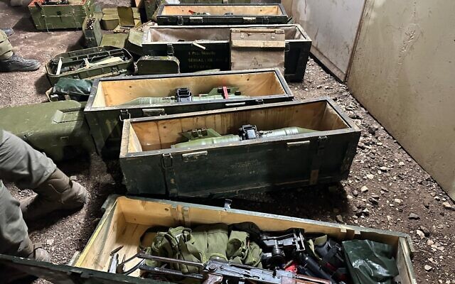 Weapons seized by IDF troops during a raid in southern Syria, in a handout photo published on August 24, 2025. (Israel Defense Forces) Weapons seized by IDF troops during a raid in southern Syria, in a handout photo published on August 24, 2025. (Israel Defense Forces)