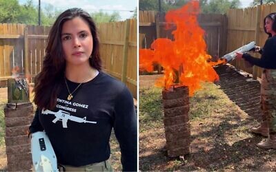 Far-right US Congress candidate Valentina Gomez, a Republican from Texas, burns a Quran in an advertisement posted on August 26, 2025. (Screen capture via X) Far-right US Congress candidate Valentina Gomez, a Republican from Texas, burns a Quran in an advertisement posted on August 26, 2025. (Screen capture via X)