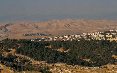A picture taken from the E1 corridor, a sensitive area of the West Bank, looking eastward towards the Israeli settlement of Ma'ale Adumim with the Jordan Valley in the background, June 30, 2020. (Photo by AHMAD GHARABLI / AFP) A picture taken from the E1 corridor, a sensitive area of the West Bank, looking eastward towards the Israeli settlement of Ma'ale Adumim with the Jordan Valley in the background, June 30, 2020. (Photo by AHMAD GHARABLI / AFP)