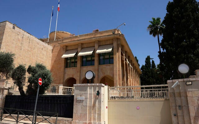 The French consulate in Jerusalem, pictured on June 18, 2024. (Menahem Kahana/ AFP)