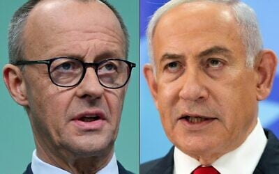 German Chancellor Friedrich Merz (L, on February 24, 2025 in Berlin) and
Israeli Prime Minister Benjamin Netanyahu (on December 9, 2024 in Jerusalem (Photo by INA FASSBENDER and Maya Alleruzzo / various sources / AFP)