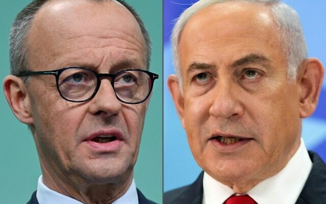 German Chancellor Friedrich Merz (L, on February 24, 2025 in Berlin) and
Israeli Prime Minister Benjamin Netanyahu (on December 9, 2024 in Jerusalem (Photo by INA FASSBENDER and Maya Alleruzzo / various sources / AFP)