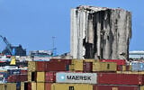 A picture shows a view of the destroyed Beirut port silos on August 1, 2025, as Lebanon prepares to mark the 5th anniversary of the August 4 harbor explosion that killed more than 250 people and injured thousands. (Joseph EID / AFP)