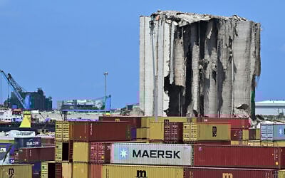 A picture shows a view of the destroyed Beirut port silos on August 1, 2025, as Lebanon prepares to mark the 5th anniversary of the August 4 harbor explosion that killed more than 250 people and injured thousands. (Joseph EID / AFP)