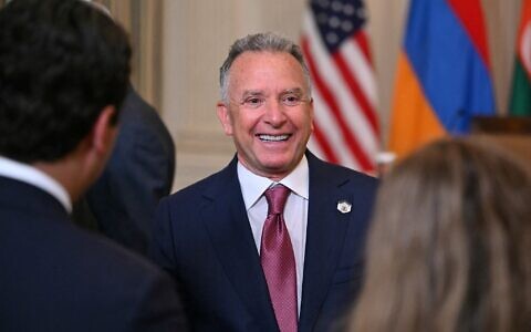 US special envoy Steve Witkoff attends a trilateral signing with President Donald Trump, Azerbaijani President Ilham Aliyev and Armenian Prime Minister Nikol Pashinyan in the State Dining Room of the White House in Washington, DC, on August 8, 2025 (ANDREW CABALLERO-REYNOLDS / AFP)