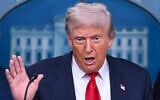 US President Donald Trump speaks during a news conference to discuss crime in Washington, DC, in the Brady Press Briefing Room at the White House in Washington, DC, on August 11, 2025. (ANDREW CABALLERO-REYNOLDS / AFP)