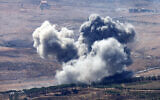 Illustrative :A plume of smoke rises following an Israeli strike on the Khardali area in southern Lebanon on August 28, 2025. (Rabih Daher/AFP)