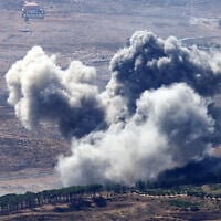 Illustrative :A plume of smoke rises following an Israeli strike on the Khardali area in southern Lebanon on August 28, 2025. (Rabih Daher/AFP)