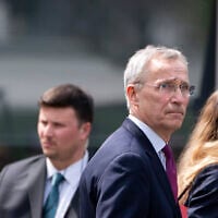 Norway's Finance Minister Jens Stoltenberg departs after participating in a meeting with US President Donald Trump at the White House, April 24, 2025, in Washington. (AP Photo/Alex Brandon)