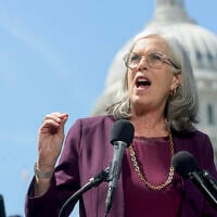 Democratic Massachusetts Rep. Katherine Clark, the House Minority Whip, speaks during a news conference on the Equality Act at the Capitol on April 29, 2025, in Washington. (AP Photo/Rod Lamkey, Jr.)