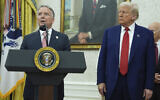 US President Donald Trump, right, listens as White House special envoy Steve Witkoff, left, speaks on May 28, 2025, in the Oval Office of the White House in Washington. (AP Photo/Evan Vucci)