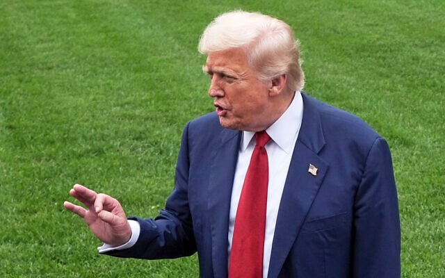 US President Donald Trump speaks with reporters before walking across the South Lawn of the White House to board Marine One en route to Joint Base Andrews, Maryland, August 1, 2025, in Washington. (AP Photo/Jacquelyn Martin) US President Donald Trump speaks with reporters before walking across the South Lawn of the White House to board Marine One en route to Joint Base Andrews, Maryland, August 1, 2025, in Washington. (AP Photo/Jacquelyn Martin)