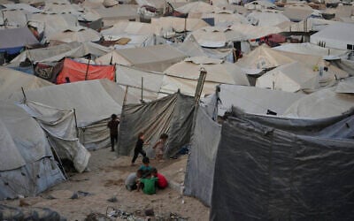 Children play at a tent camp for displaced Palestinians in Gaza City, August 3, 2025. (AP Photo/Jehad Alshrafi) Children play at a tent camp for displaced Palestinians in Gaza City, August 3, 2025. (AP Photo/Jehad Alshrafi)
