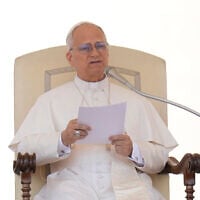 Pope Leo XIV holds his weekly general audience in St. Peter's Square, at the Vatican, August 6, 2025. (AP Photo/Gregorio Borgia)