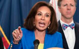 US Attorney Jeanine Pirro speaks during a news conference on charges related to the deadly shooting of Israeli Embassy staff during a news conference at the Attorney General's office for the District of Columbia in Washington, on August 7, 2025. (AP Photo/Jose Luis Magana)