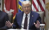 US President Donald Trump speaks during a cabinet meeting, August 26, 2025, at the White House in Washington. (AP/Mark Schiefelbein)