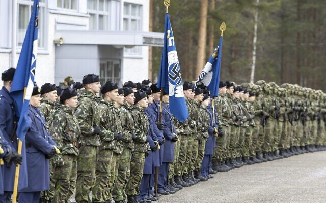 FILE - Flags of the Finnish Air Forces, featuring swastikas, are seen during a parade in Jyvaskyla, Finland in November 2024. (Tommi Anttonen/Lehtikuva via AP, File) FILE - Flags of the Finnish Air Forces, featuring swastikas, are seen during a parade in Jyvaskyla, Finland in November 2024. (Tommi Anttonen/Lehtikuva via AP, File)