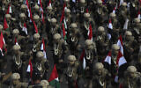 Houthi fighters take part in a weekly anti-Israel rally in Sanaa, Yemen, August 29, 2025. (AP Photo/Osamah Abdulrahman)