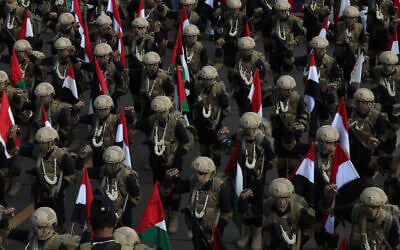 Houthi fighters take part in a weekly anti-Israel rally in Sanaa, Yemen, August 29, 2025. (AP Photo/Osamah Abdulrahman) Houthi fighters take part in a weekly anti-Israel rally in Sanaa, Yemen, August 29, 2025. (AP Photo/Osamah Abdulrahman)
