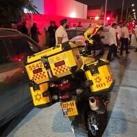 The scene where a grenade was thrown at a building in Ashdod, injuring four people, August 10, 2025. (Magen David Adom)