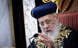Shas spiritual leader Rabbi Yitzhak Yosef, during a weekly teaching at the Yazdim synagogue in Jerusalem, on June 7, 2025. (Chaim Goldberg/FLASH90)