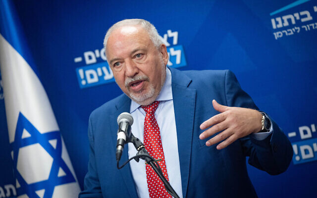 Yisrael Beytenu chair Avigdor Liberman leads a faction meeting at the Knesset on July 14, 2025. (Yonatan Sindel/Flash90) Yisrael Beytenu chair Avigdor Liberman leads a faction meeting at the Knesset on July 14, 2025. (Yonatan Sindel/Flash90)
