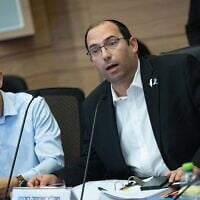 Committee chairman MK Simcha Rothman leads a Constitution, Law and Justice Committee meeting at the Knesset, on July 21, 2025. (Yonatan Sindel/Flash90)