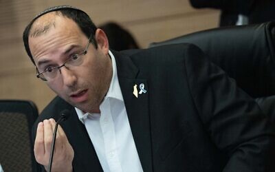 MK Simcha Rothman leads a Constitution, Law and Justice Committee meeting at the Knesset on July 21, 2025. (Yonatan Sindel/Flash90)