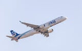 An Arkia plane takes off from Ben Gurion Airport, outside Tel Aviv, August 14, 2025. (Yossi Aloni/Flash90)