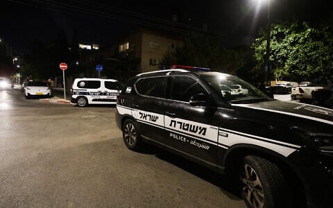 Illustrative: A police car in Herzliya, August 15, 2025. (Tal Gal/Flash90)