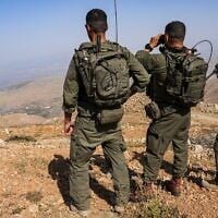 Israeli soldiers operate on the Syrian side of Mount Hermon, August 12, 2025. (Ayal Margolin/Flash90)
